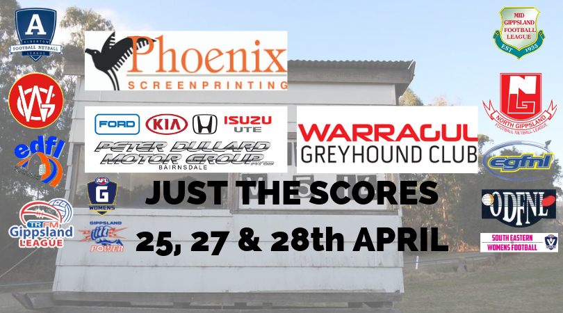 Just the scores April 25th, 27th & 28th